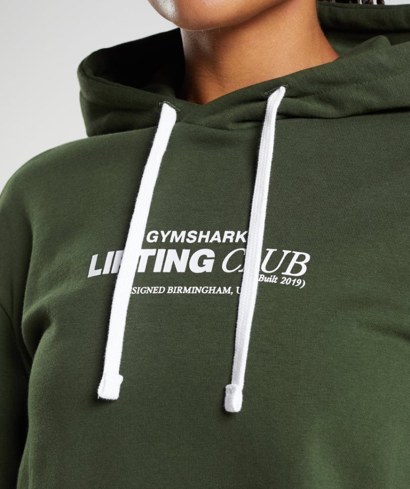 Women's Gymshark Social Club Oversized Hoodie Olive | CA D18N7A